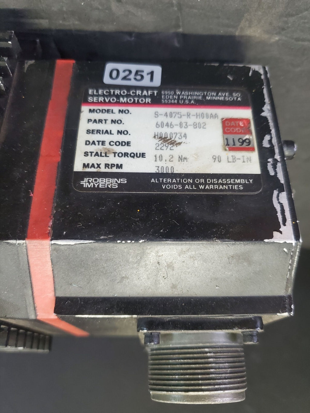 ELECTRO-CRAFT S-4075-R-H00AA Used