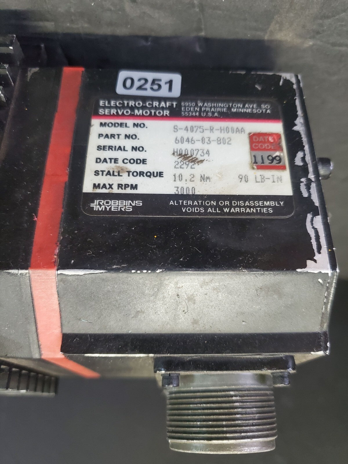 ELECTRO-CRAFT S-4075-R-H00AA Used