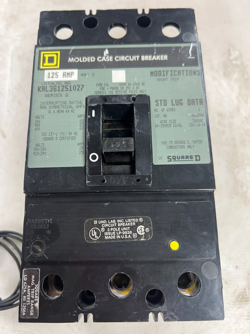Square D KAL361251027 Used