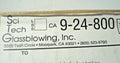 SCI TECH GLASSBLOWING INC. 9-24-800 New