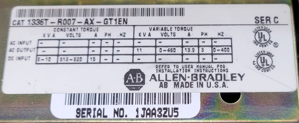 Allen-Bradley 1336T-R007-AX-GT1EN Used