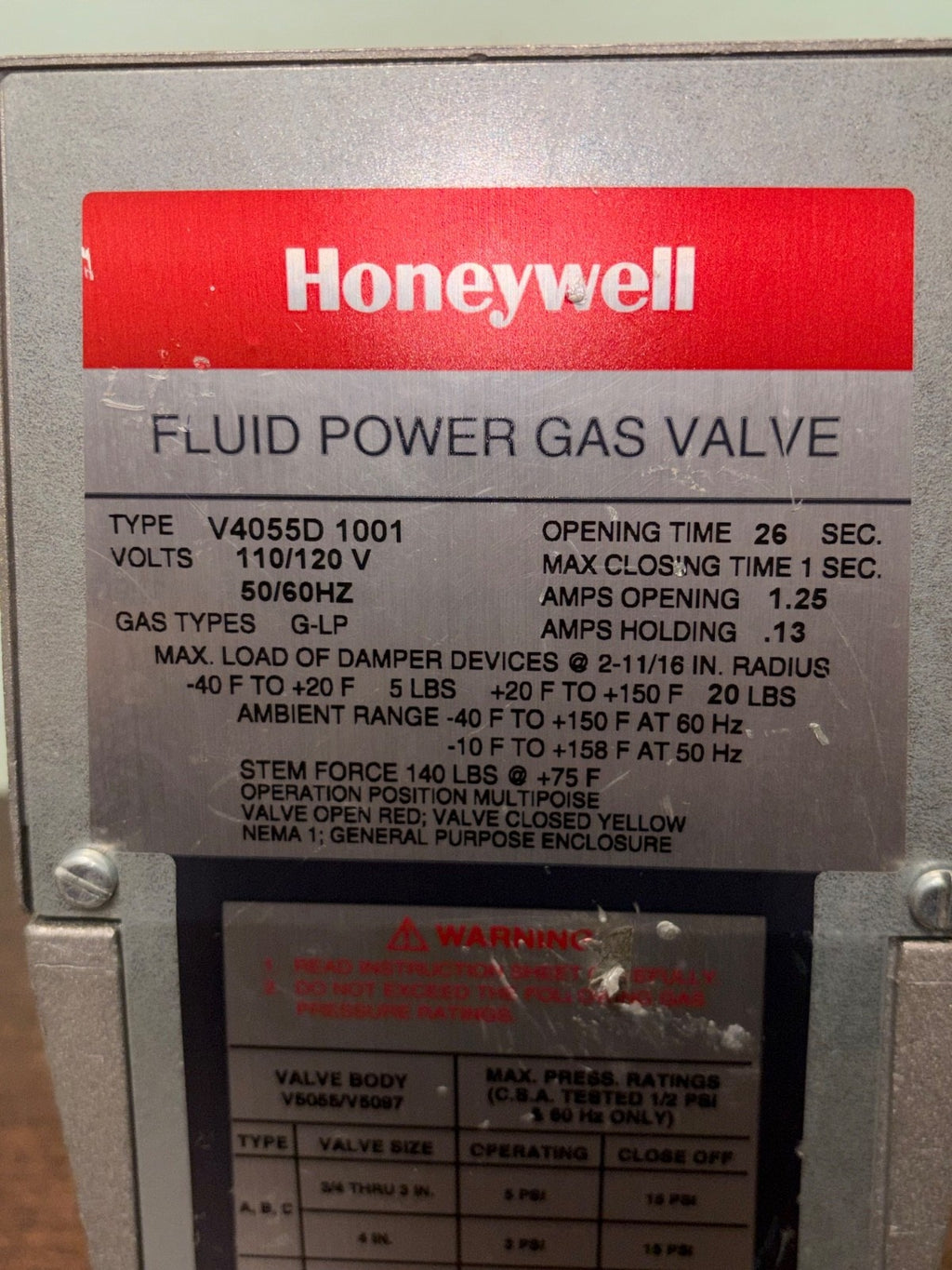 Honeywell V4055D1001 Used