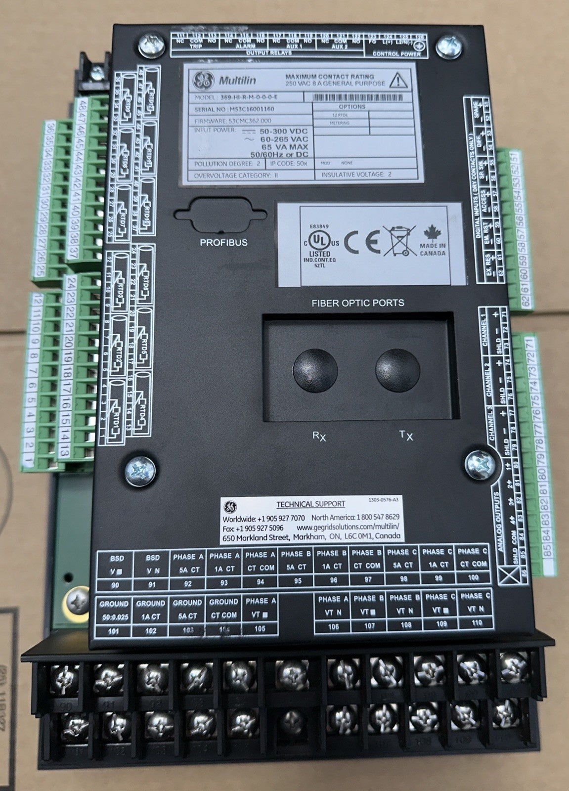 GE Multilin 369-HI-R-M-0-0-0-E Used
