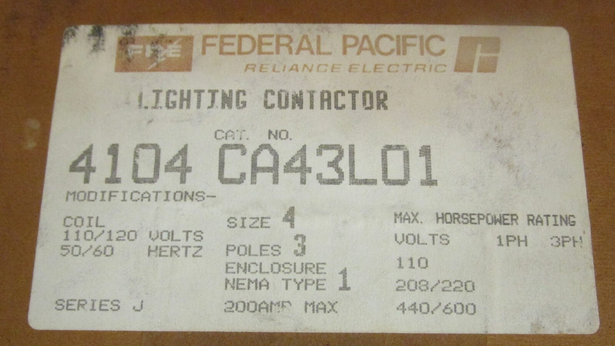 Federal Pacific CA43L-01 New