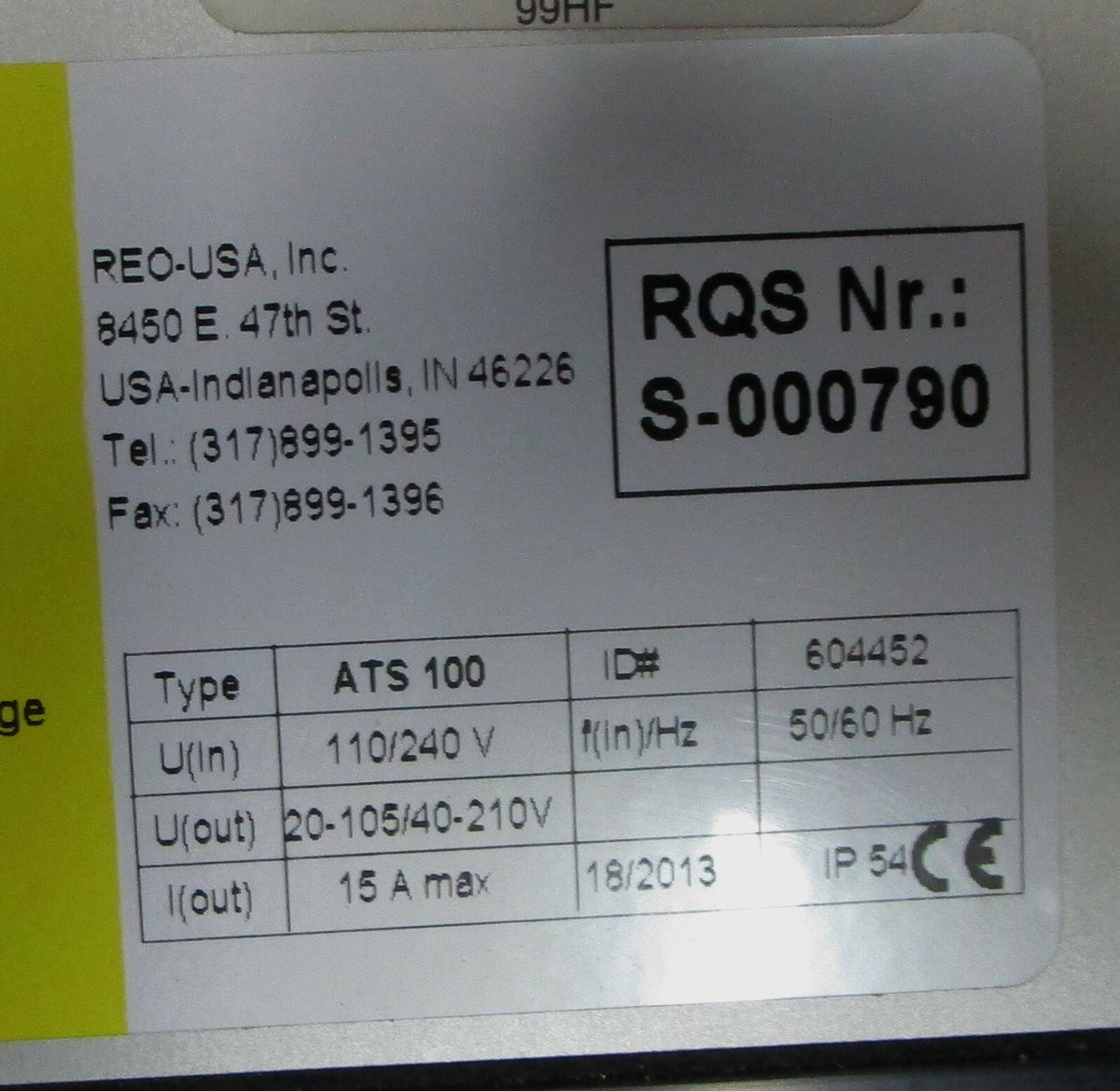 REO-USA Reovib ATS 100 Used