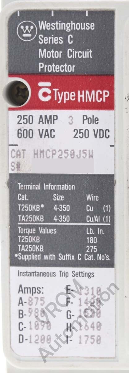 Westinghouse HMCP250J5W Used