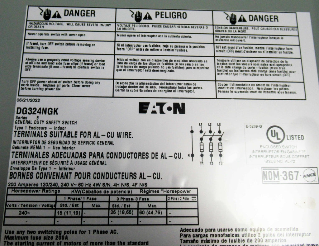 Eaton DG324NGK Used