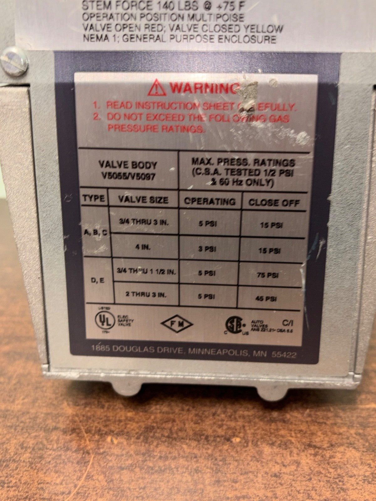 Honeywell V4055D1001 Used