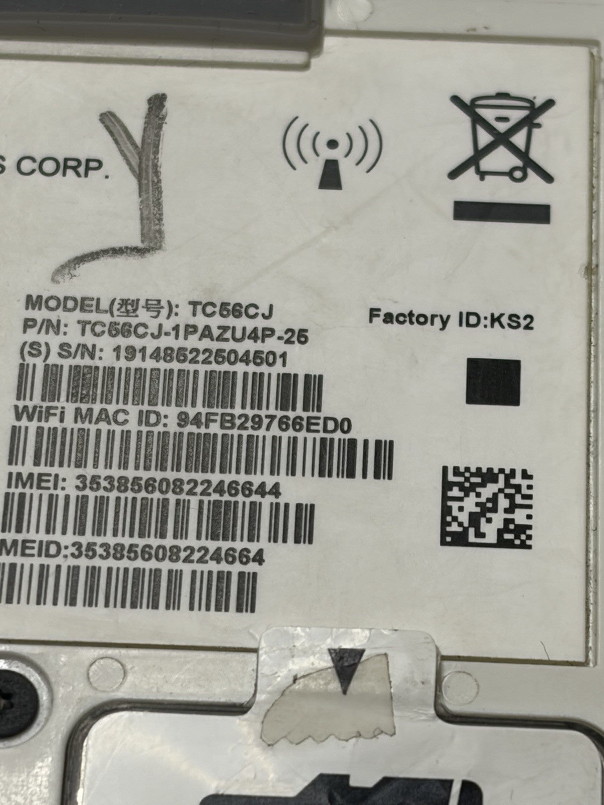 Zebra TC56CJ-1PAZU4P-25 Used