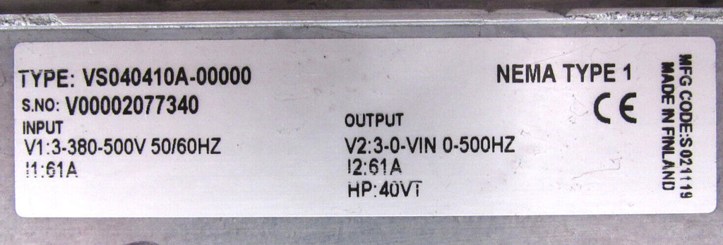 Johnson Controls VS040410A-00000 Used