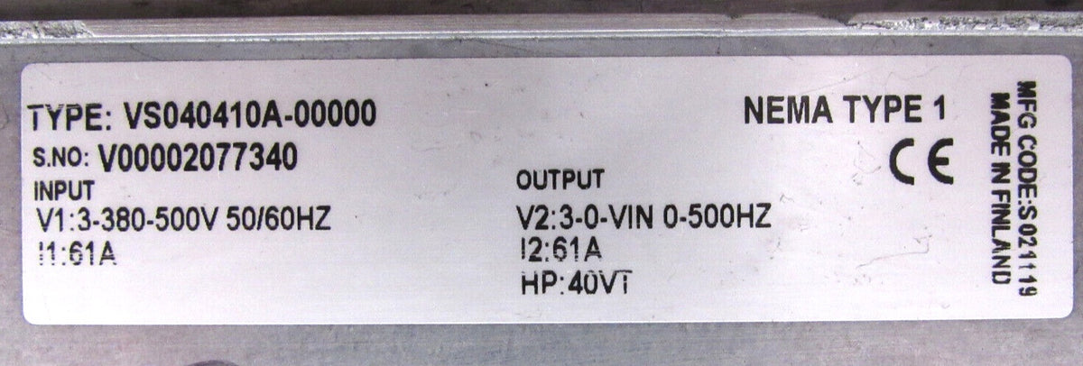 Johnson Controls VS040410A-00000 Used