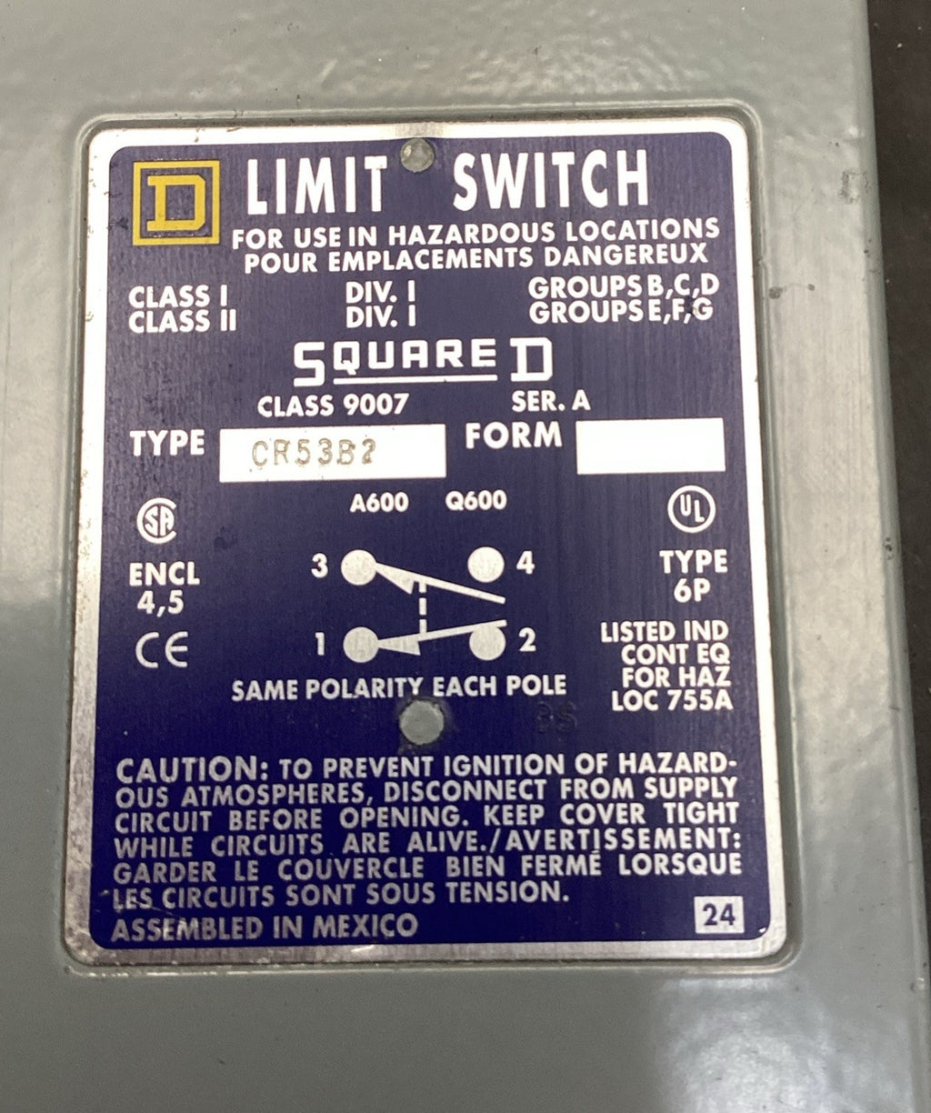 Square D 9007 CR53B2 Used