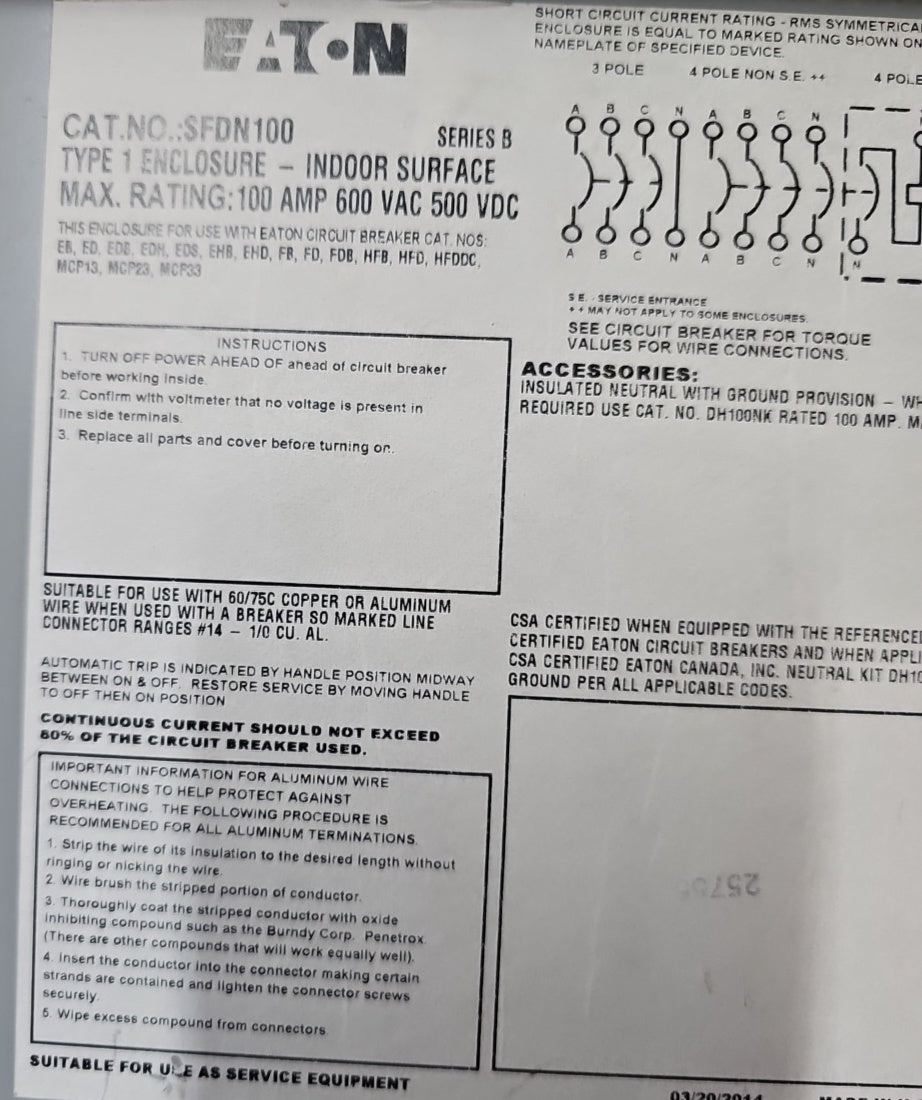 Eaton SFDN100 Used