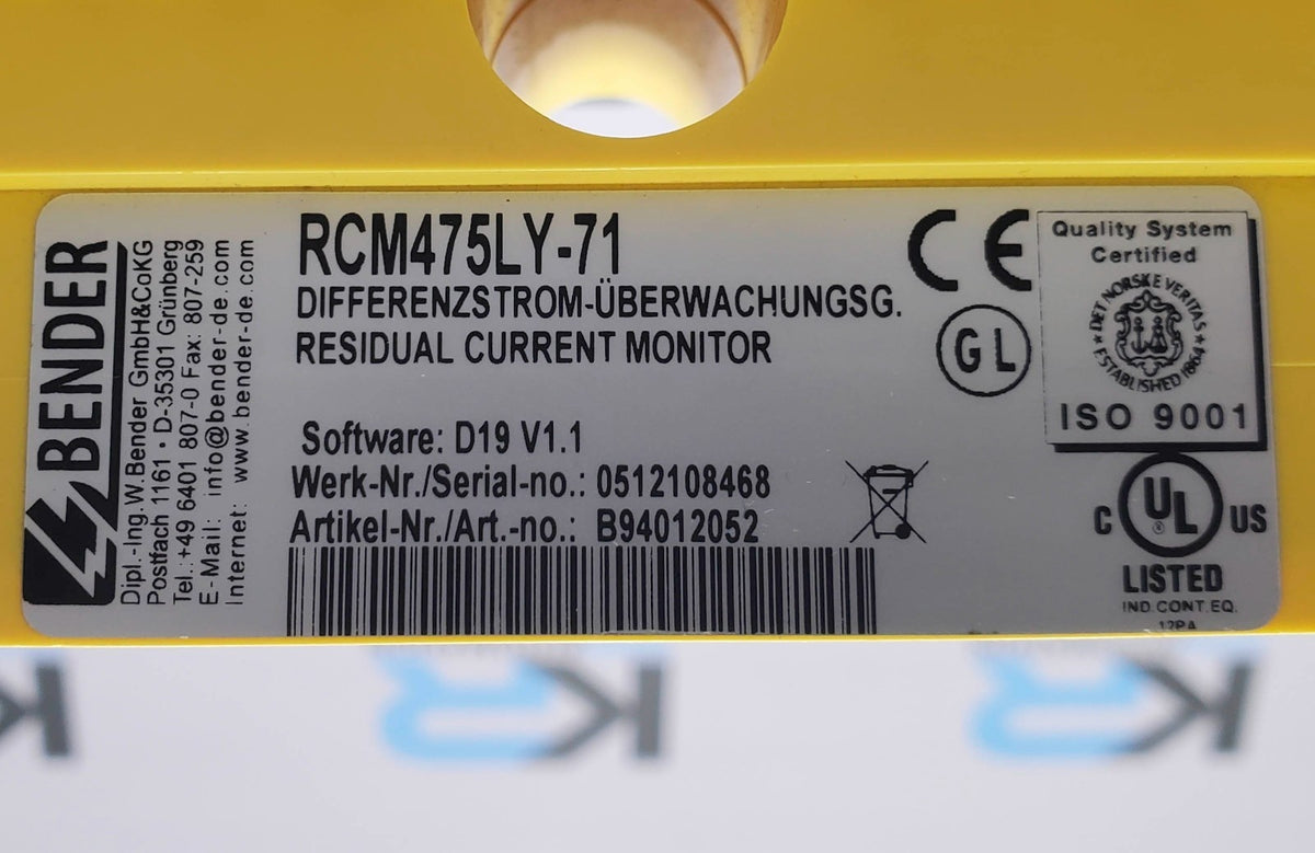 Bender RCM475LY Used