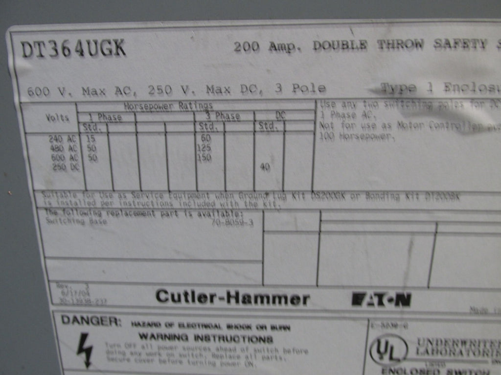 Cutler-Hammer DT364UGK Used