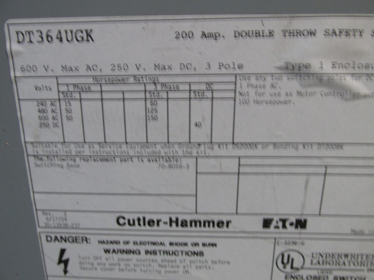 Cutler-Hammer DT364UGK Used