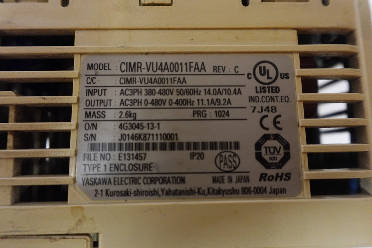 Yaskawa CIMR-VU4A0011FAA Used