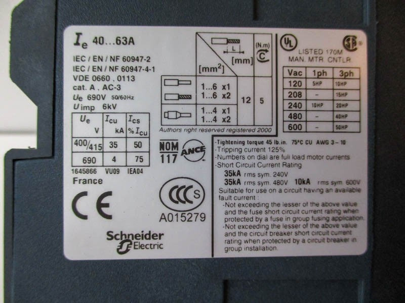 Telemecanique GV3-ME63 40-63A Used