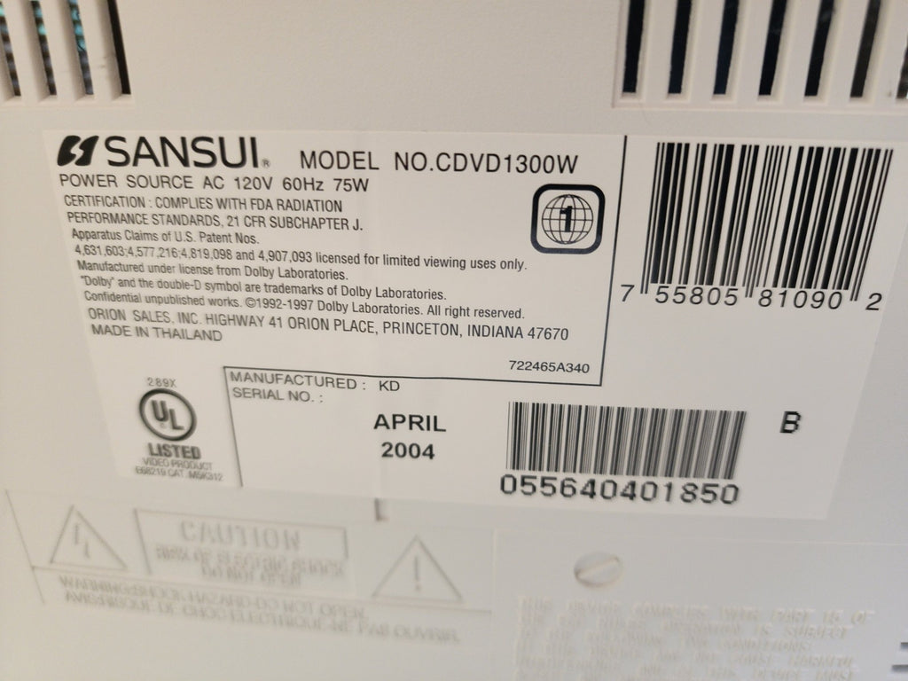 Sansui CDVD1300W Used