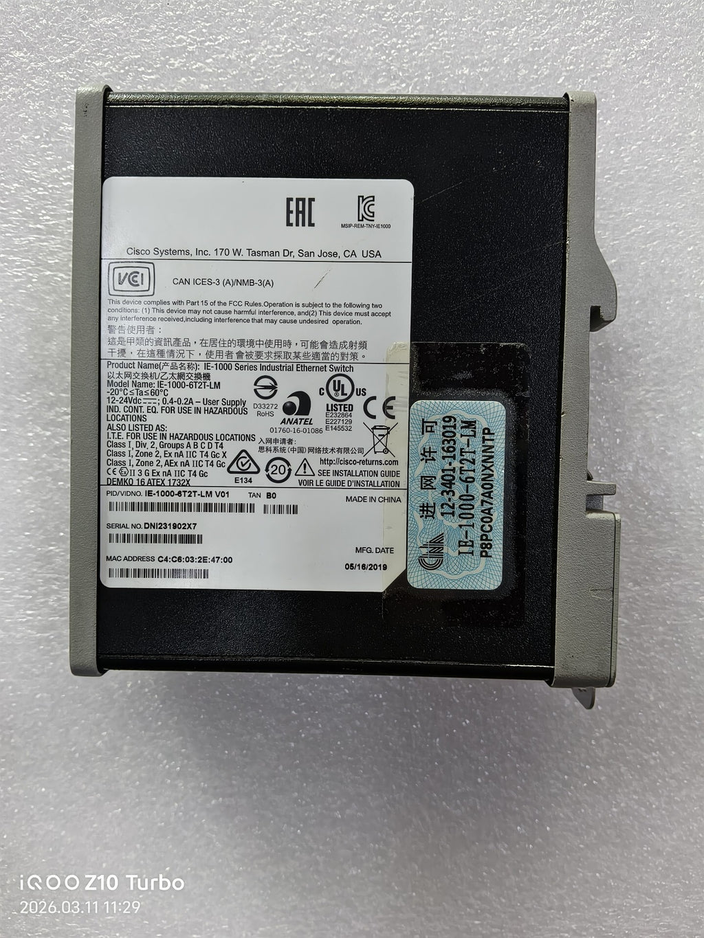 Cisco IE-1000-6T2T-LM Used Industrial Automation Spare Part for Industrial Automation