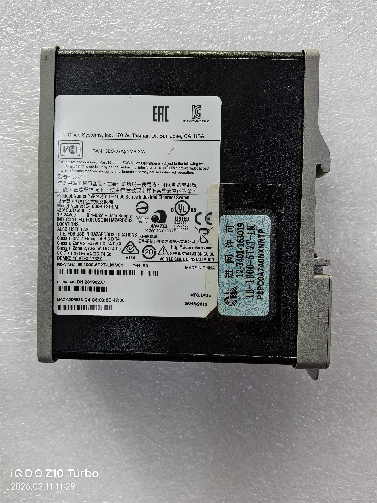 Cisco IE-1000-6T2T-LM Used Industrial Automation Spare Part for Industrial Automation