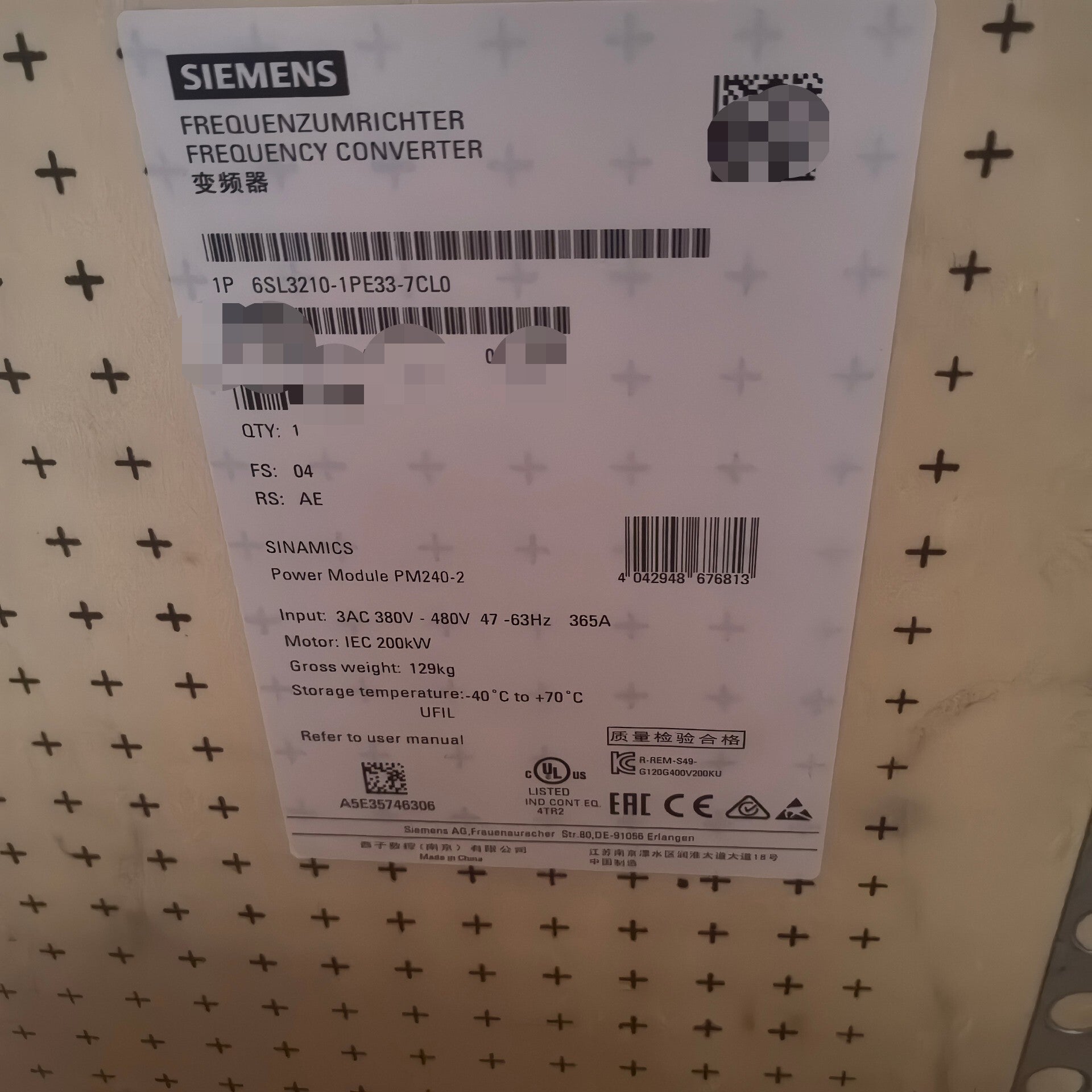 Siemens 6SL3210-1PE33-7CL0 Used Sensors & Encoders Industrial Automation