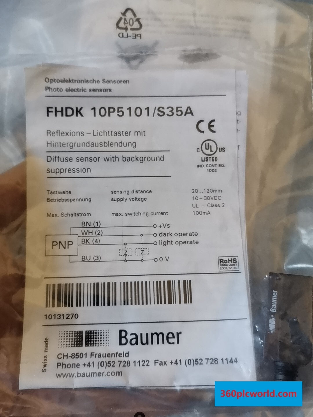 Baumer FHDK10P5101/S35A New Industrial Automation Spare Part for Industrial Automation