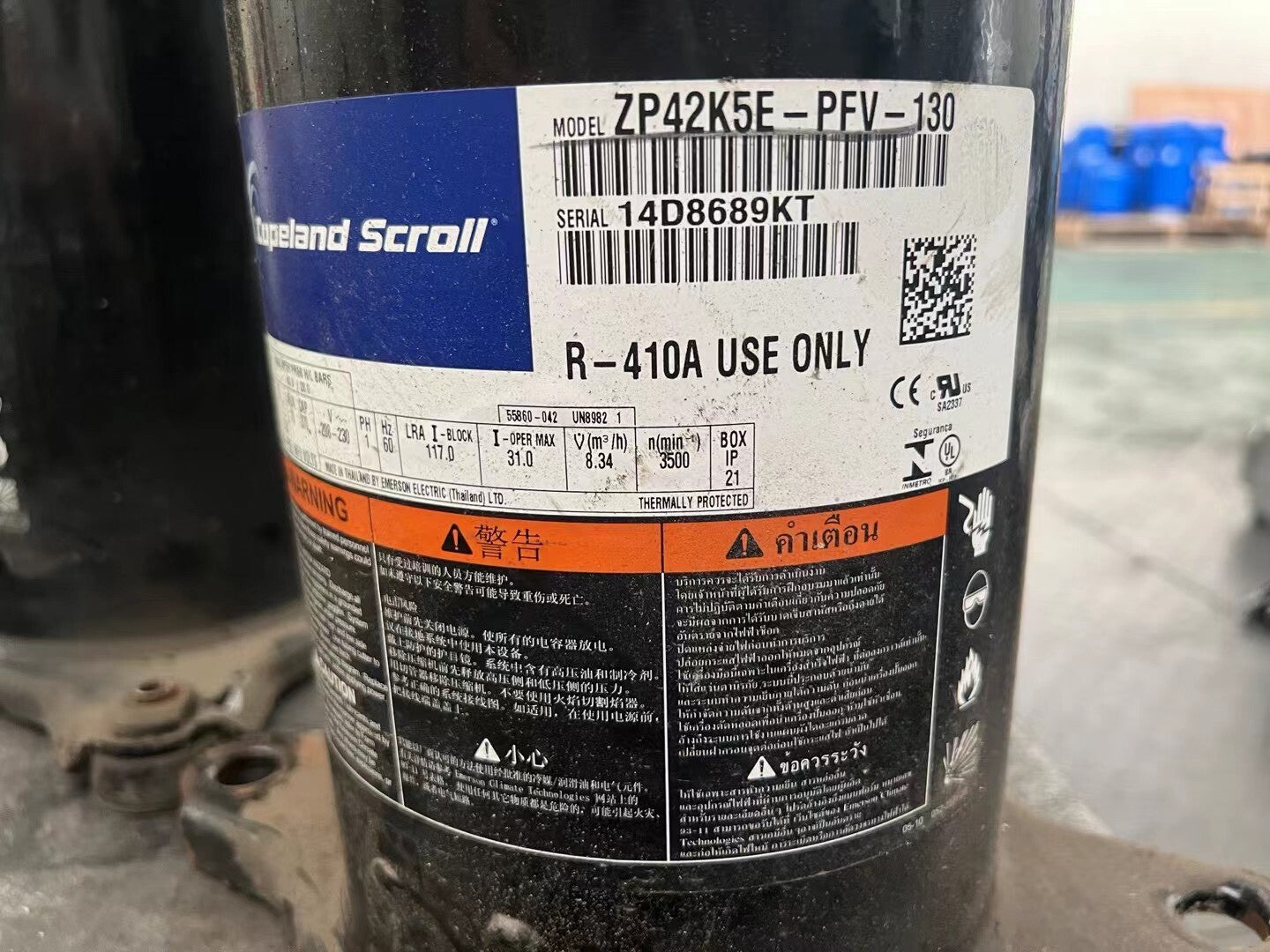 Copeland ZP42K5E-PFV-130 Used Industrial Automation Spare Part for Industrial Automation