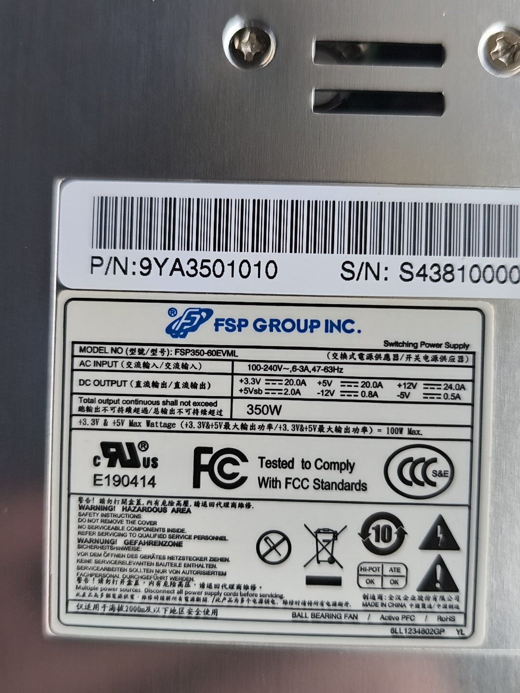 FSP FSP350-60EVML Used Obsolete Industrial Spare Parts Industrial Automation
