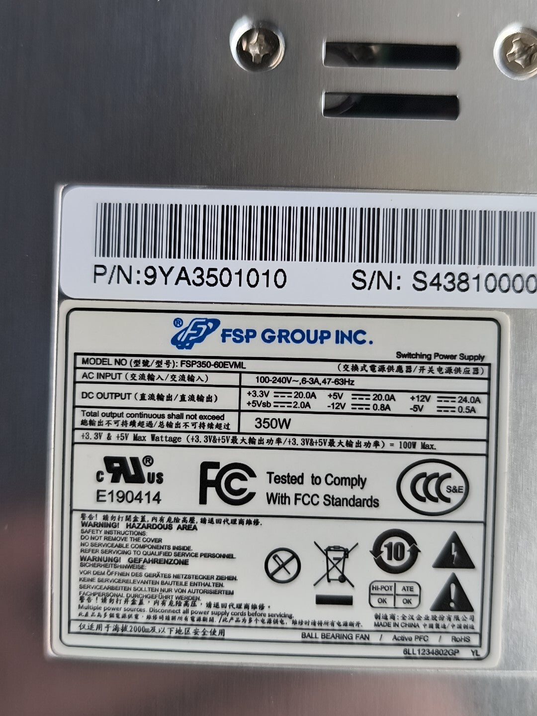 FSP FSP350-60EVML Used Obsolete Industrial Spare Parts Industrial Automation