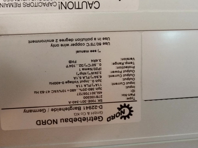 NORD 700E-301-340-A Used Industrial Automation Spare Part for Industrial Automation