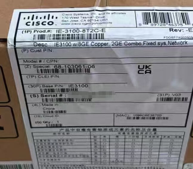 Cisco Systems IE-3100-8T2C-E New Industrial Automation Spare Part for Industrial Automation