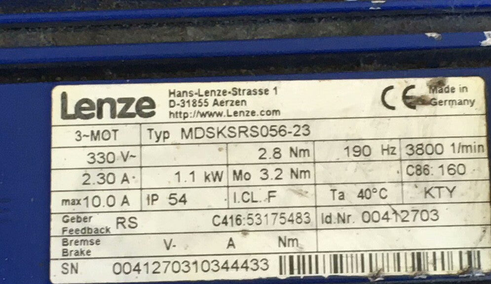 Lenze MDSKSRS056-23 Used Industrial Automation Spare Part for Industrial Automation