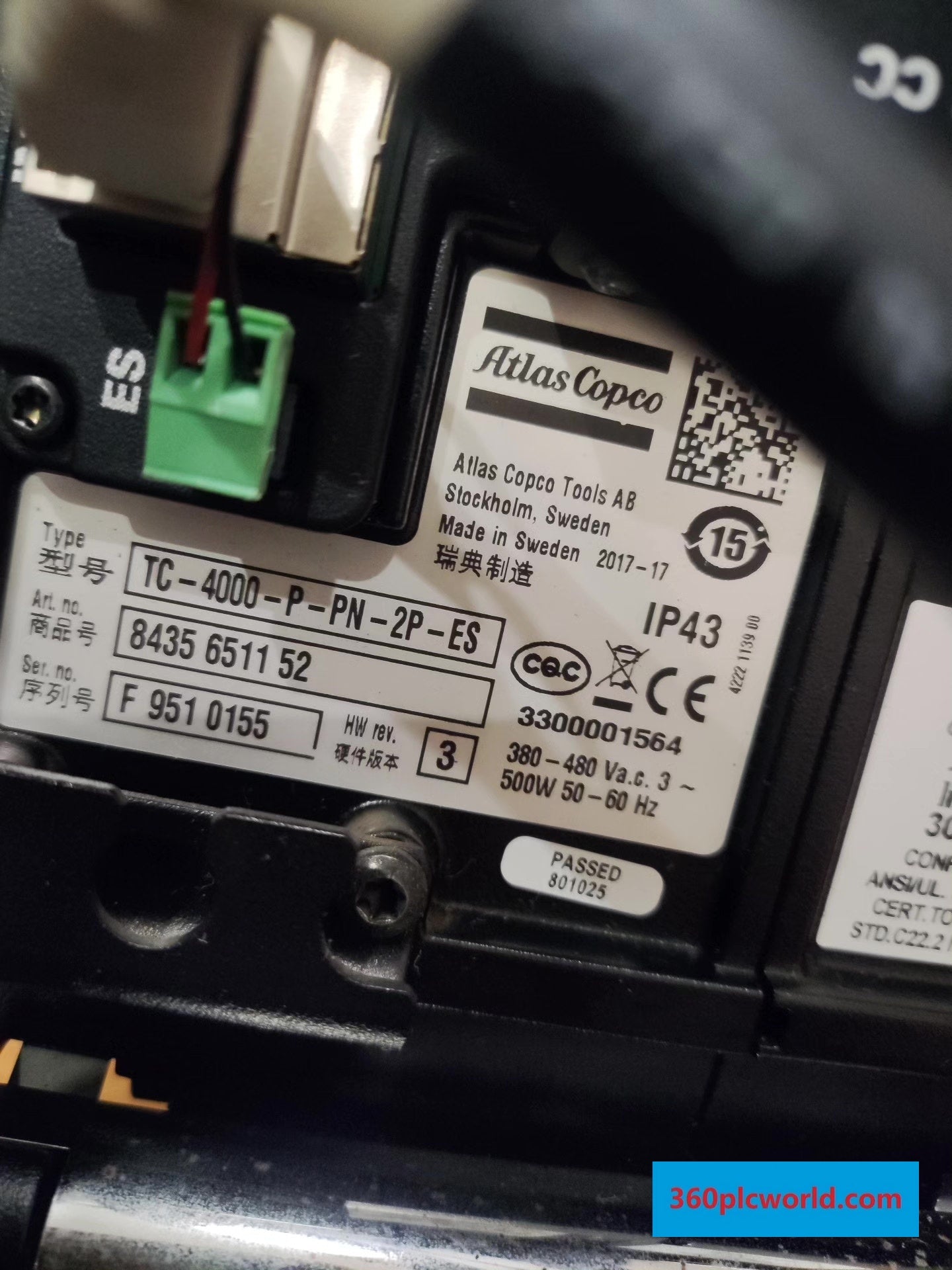 Atlas Copco TC-4000-P-PN-2P-ES Used Industrial Automation Spare Part for Industrial Automation