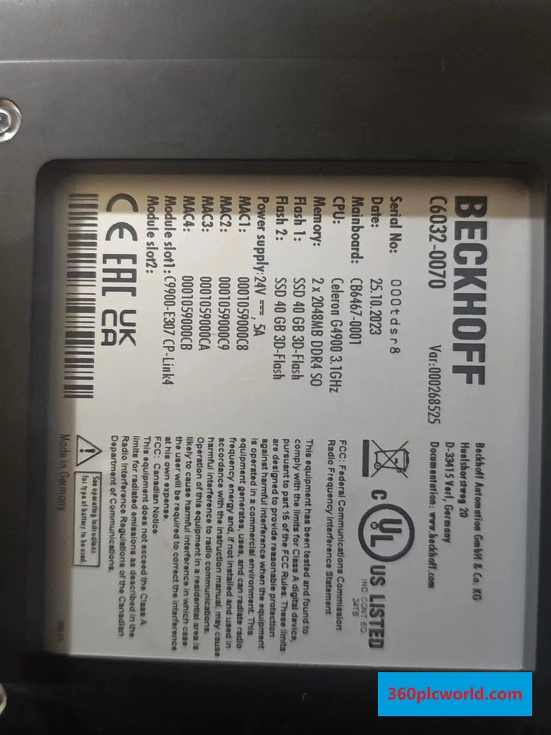 Beckhoff C6032-0070 New Industrial Automation Spare Part for Industrial Automation