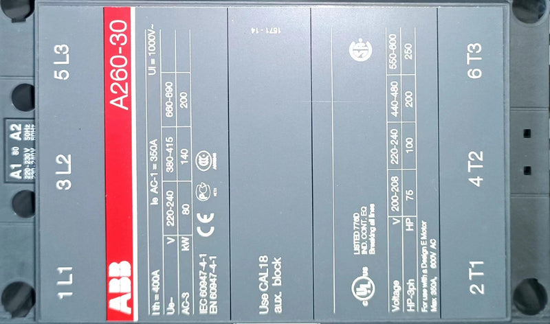 1 PC New ABB A260-30-11 Contactor 120V Or 220V