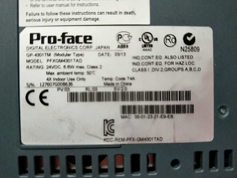 1PC USED Proface PFXGM4301TAD